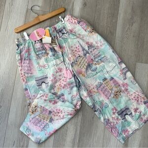 Peter Alexander Pants NWT paris print 3/4 pajama womens Blue Pink xlarge lounge